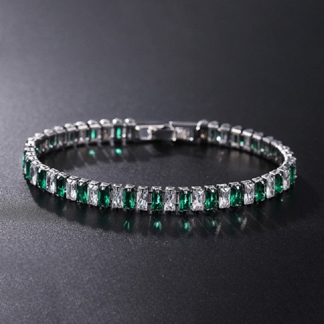 4mm Cubic Zirconia Green Tennis Bracelet Chain Bracelets For Women Men Gold Silver Color hand chain CZ Chain Homme Jewelry