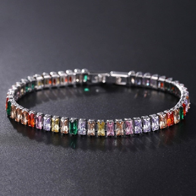 4mm Cubic Zirconia Green Tennis Bracelet Chain Bracelets For Women Men Gold Silver Color hand chain CZ Chain Homme Jewelry