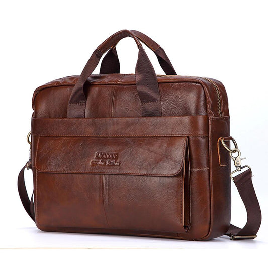 Men Genuine Leather Handbags Casual Leather Laptop Bags Male Business Travel Messenger Bags Men's Crossbody Shoulder Bag