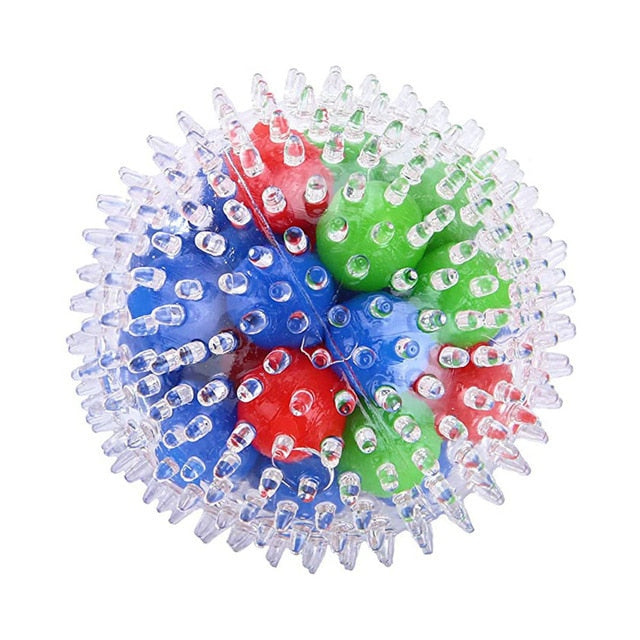 Rainbow Pressure Ball Fidget Sensory Toy DNA Color Beads Stress Relief Ball TPR Soft Glue PU Elastic Moon Ball Squeeze Kids Gift