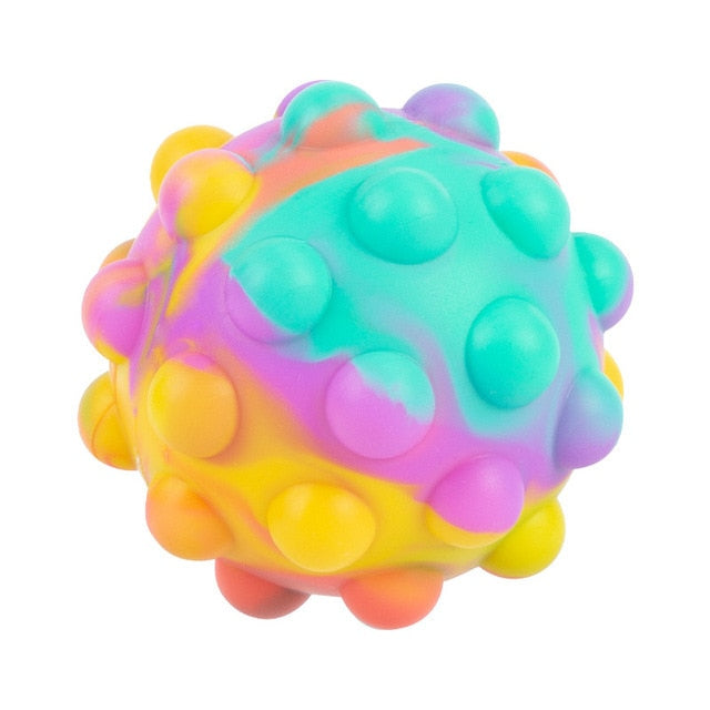 Rainbow Pressure Ball Fidget Sensory Toy DNA Color Beads Stress Relief Ball TPR Soft Glue PU Elastic Moon Ball Squeeze Kids Gift