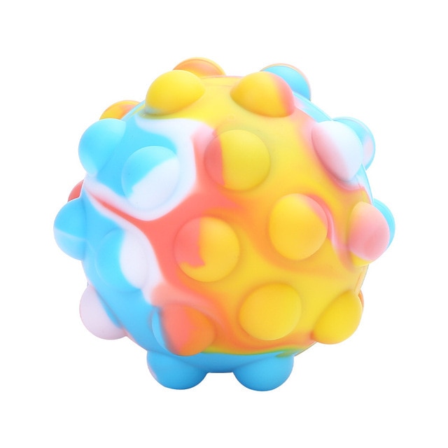 Rainbow Pressure Ball Fidget Sensory Toy DNA Color Beads Stress Relief Ball TPR Soft Glue PU Elastic Moon Ball Squeeze Kids Gift