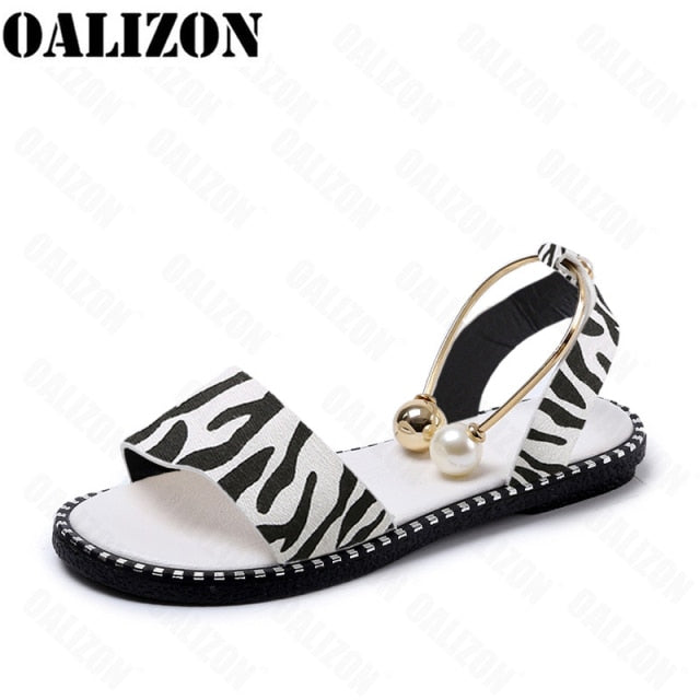 2022 New Summer Women Beaded Pearly Sandals Slippers Shoes Ladies Flats Sandals Flip Flop Casual Flat Slingback Sandals Shoes