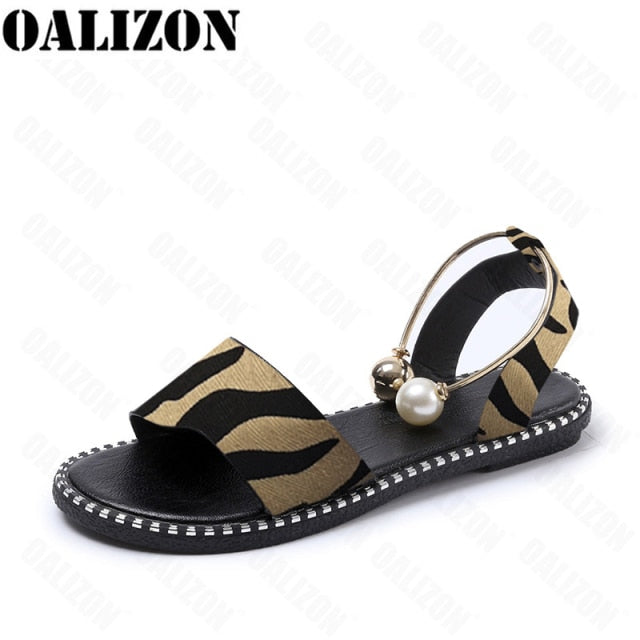 2022 New Summer Women Beaded Pearly Sandals Slippers Shoes Ladies Flats Sandals Flip Flop Casual Flat Slingback Sandals Shoes