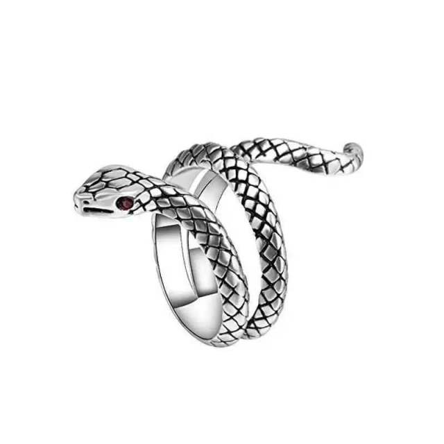 Retro Punk Snake Ring for Men Women Exaggerated Antique Siver Color Fashion Personality Stereoscopic Opening Adjustable Rings