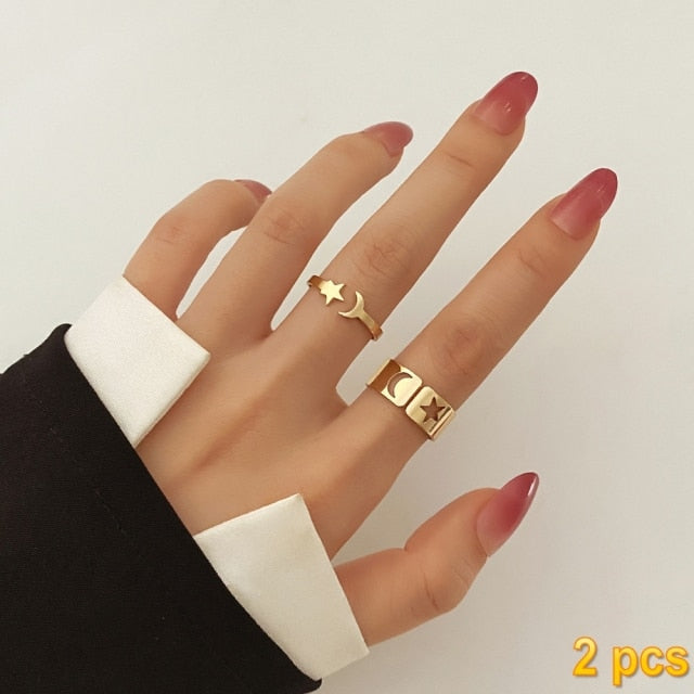 IFMIA Trendy Gold Butterfly Rings For Women Men Lover Couple Rings Set Friendship Engagement Wedding Open Rings 2021 Jewelry