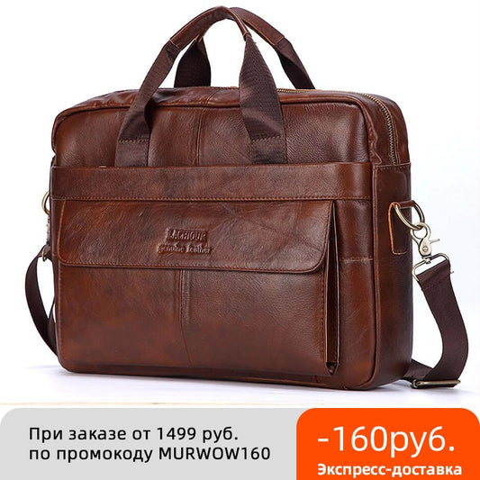 Men Genuine Leather Handbags Casual Leather Laptop Bags Male Business Travel Messenger Bags Men's Crossbody Shoulder Bag