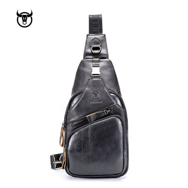 Famous brand Genuine Leather Men Messenger Bag Casual Crossbody Bag Fashion Men's Handbag men chest bag Male Shoulder Bag