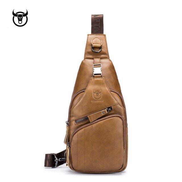 Famous brand Genuine Leather Men Messenger Bag Casual Crossbody Bag Fashion Men's Handbag men chest bag Male Shoulder Bag